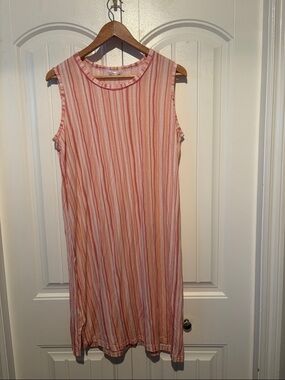 Northern Reflections Coral and White Striped Midi Shift dress pjs